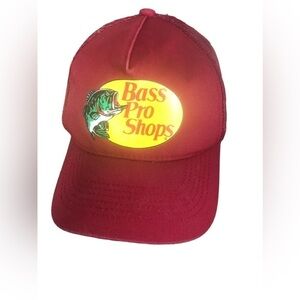 Bass Pro Shops Mesh Canvas Trucker Hat OS Snap Back Burgundy Farmer Fisherman